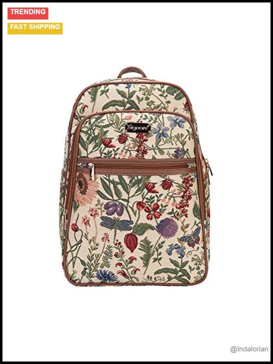 Women Floral Tapestry Laptop Backpack Rucksack 3 Zip Compartments main image 3